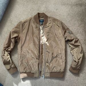 Forever 21 Brown Bomber Flight Jacket Multi Pocket Full Zip (Men’s Size Medium)